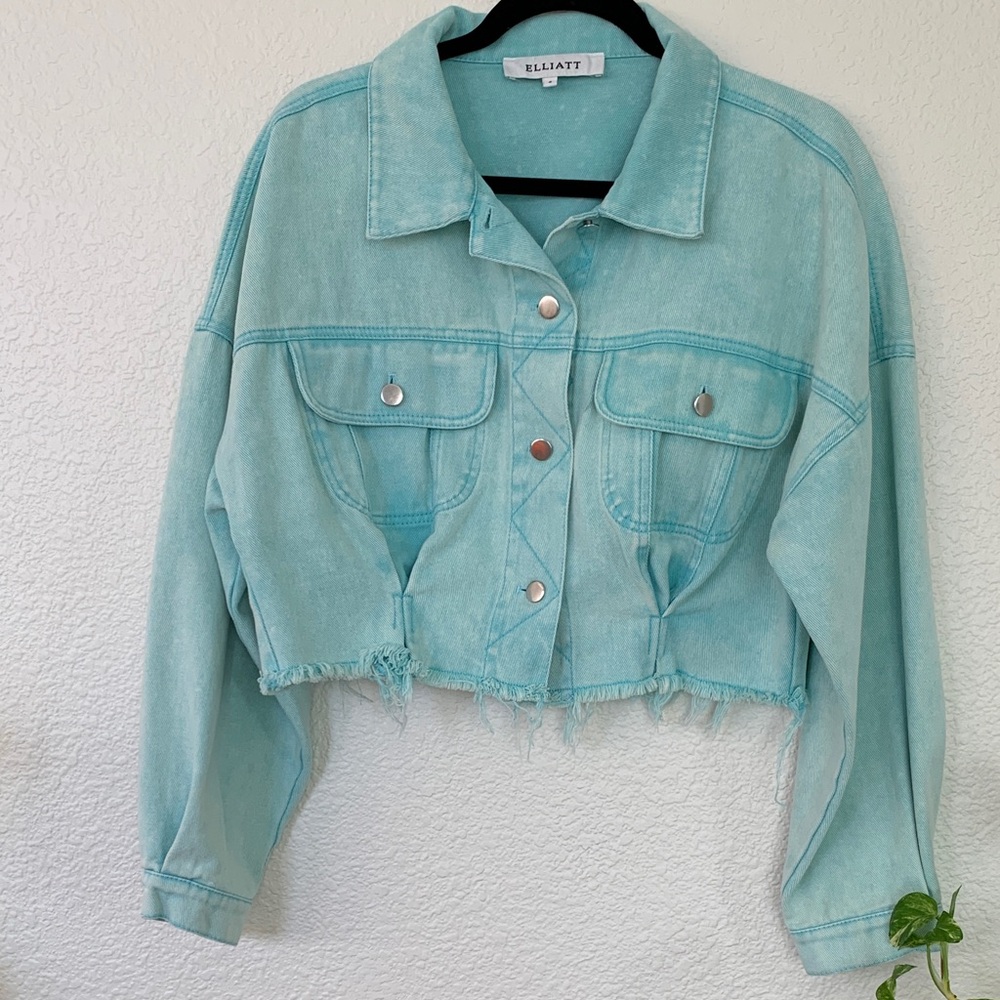 Elliatt Aqua Blue Denim Jeans Jacket Size S-M Women